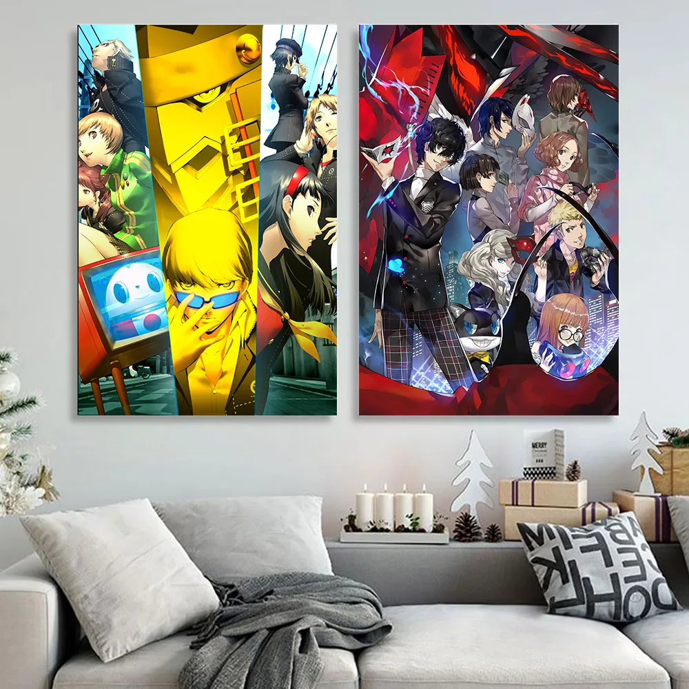 Anime Posteri Persona 3 Persona 4 Persona 5 Poster HD Baskı Tuval Poster yatak odası dekoru Spor Manzara Ofis Odası Dekor Posteri