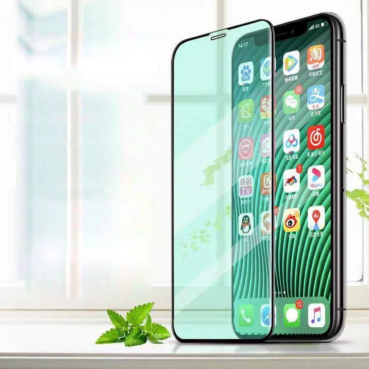 Apple iPhone 14 Pro Max artı 14pro 14promax ekran koruyucular için yeşil ışık temperli cam iPhone14 Pro Max siyah kenarları