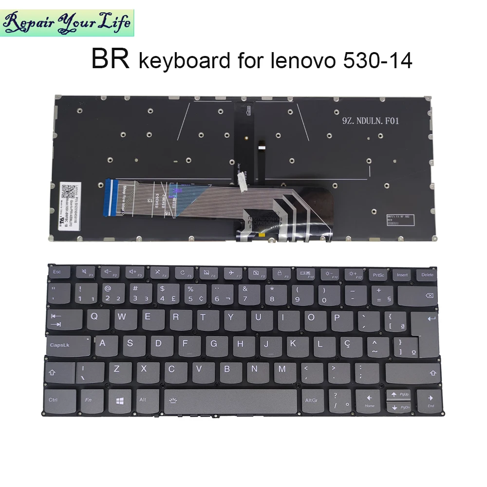 Arkadan aydınlatmalı BR / JP Japon Brezilya klavye arka işık lenovo Yoga 530-14 için ARR 14IKB C740-14 C640-13IML C340 - 14 PD4SB NSK-BWFBC