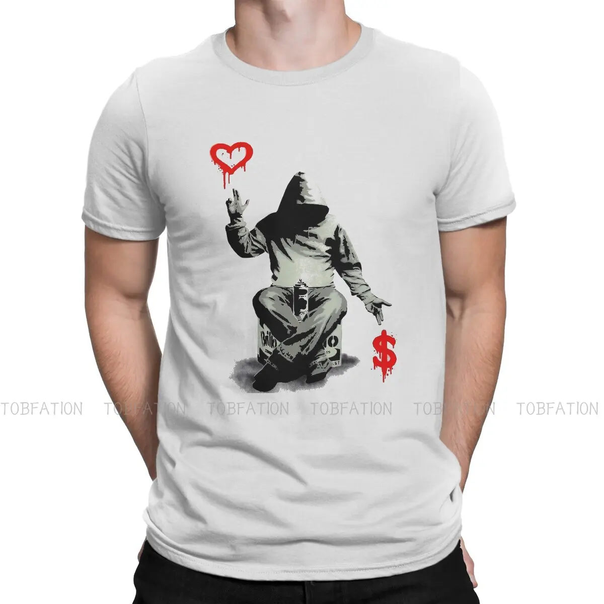 Banksy Aşk Para Üzerinde Yeni Tişörtleri Erkekler Grafik Saf Pamuk Streetwear T Shirt Yuvarlak Boyun Büyük Boy