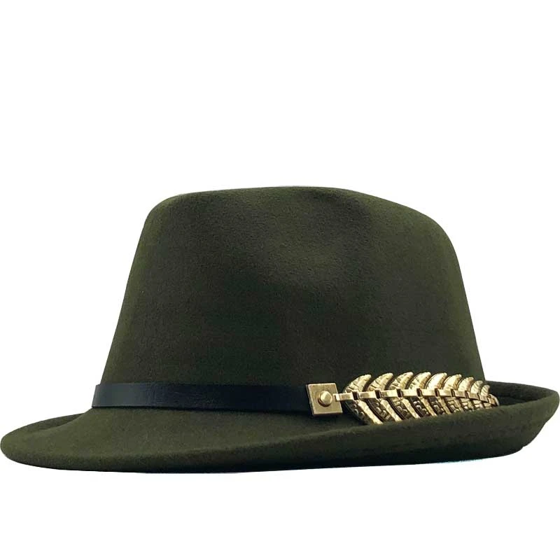 Basit Yün Kadın Erkek Fedora Şapka Kış Sonbahar Zarif Bayan Gangster Fötr Keçe Homburg Kilise Caz Şapka 55 - 58CM ayarlanabilir