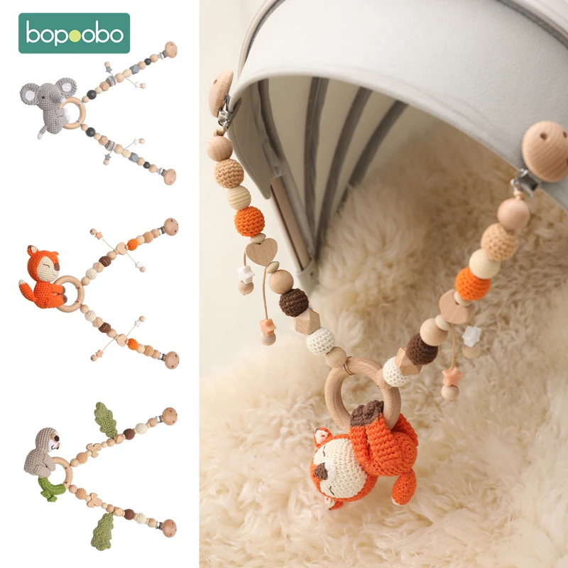 Bopoobo 1 PC Bebek Ahşap Diş Kaşıyıcı Pram Klip Çiğneme Tığ Çıngırak Kolye cep Tutucu Kukla Klip Emzik Zinciri için bebek hediye