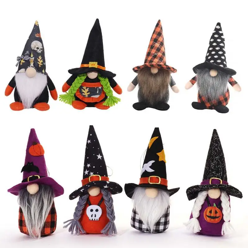 Cadılar bayramı Gnome Cadılar Bayramı Dekorasyon Uzun Bacak Holding Süpürge Bayrağı Elf Cüce Süs şükran günü için Çiftlik Evi Mutfak Katmanlı