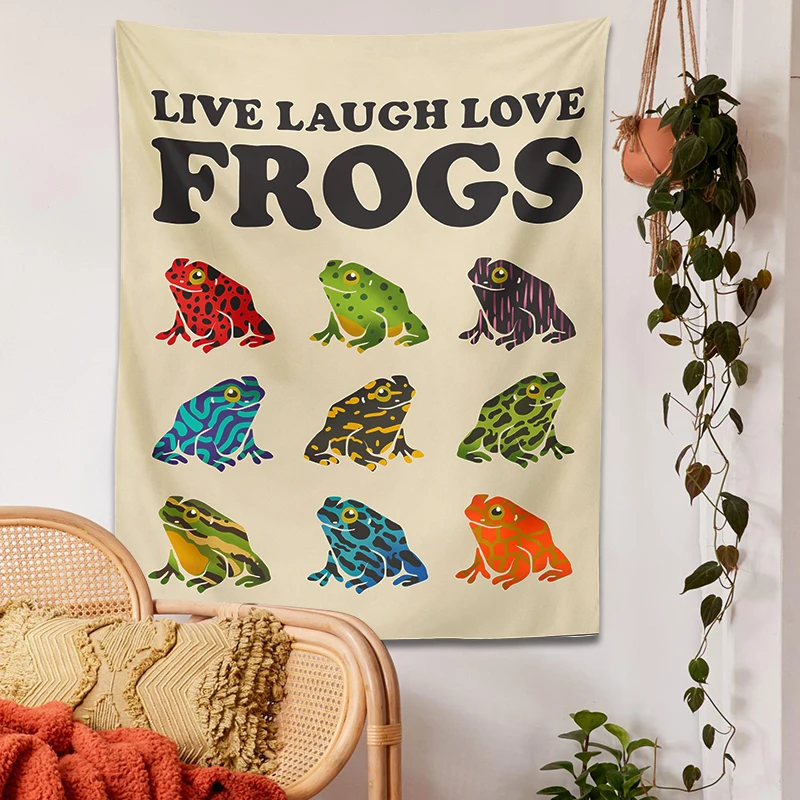 Canlı Gülmek Aşk Kurbağalar Goblen Duvar Asılı Psychedelic Basit renkli severler Estetik Halılar Hippi yurt Ev Dekor