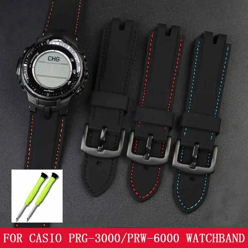 Casio için PRW-3000/3100/6000 / 6100Y PROTREK Dağcılık Spor Silikon Kordonlu Saat kemer Modifiye Erkek Aksesuarları askısı