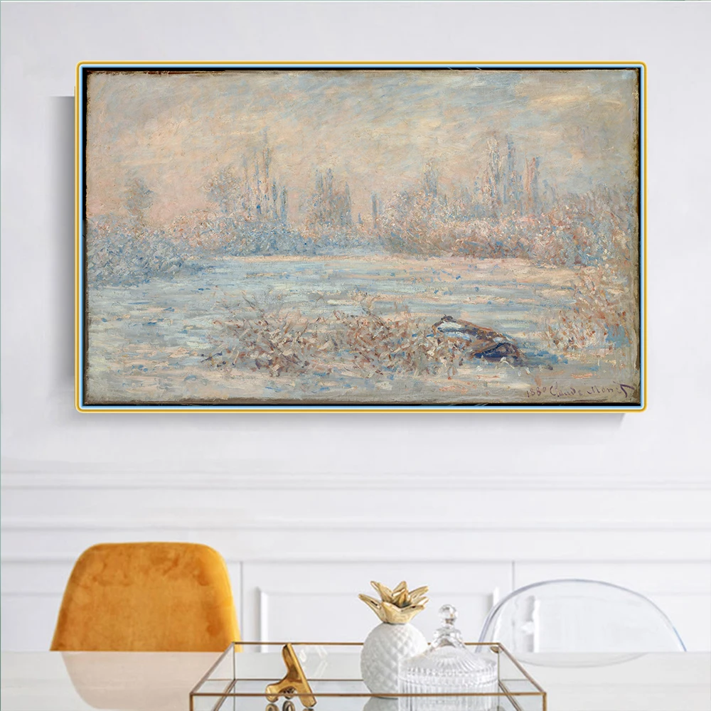Citon Claude Monet View Görünümü Vetheuil Kışın》Tuval Sanat Yağlıboya Sanat Posteri Resim Modern Duvar Dekor Ev Dekorasyon