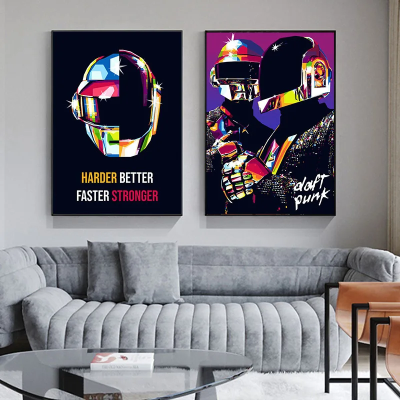 Daft Punk Tuval Posterler Punk Tırnaklar Duvar Sanatı Dekoratif Boyama Resimleri Modern Ev Oturma Odası Dekorasyon Çerçevesiz