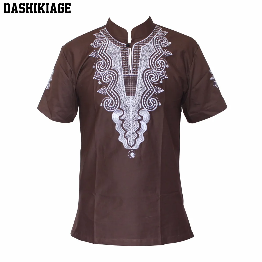 Dashikiage 5 Renkler Afrika Moda Erkek / kadın Benzersiz Nakış Tasarım Nedensel T-shirt Serin Kıyafet Tops Yüksek Kalite