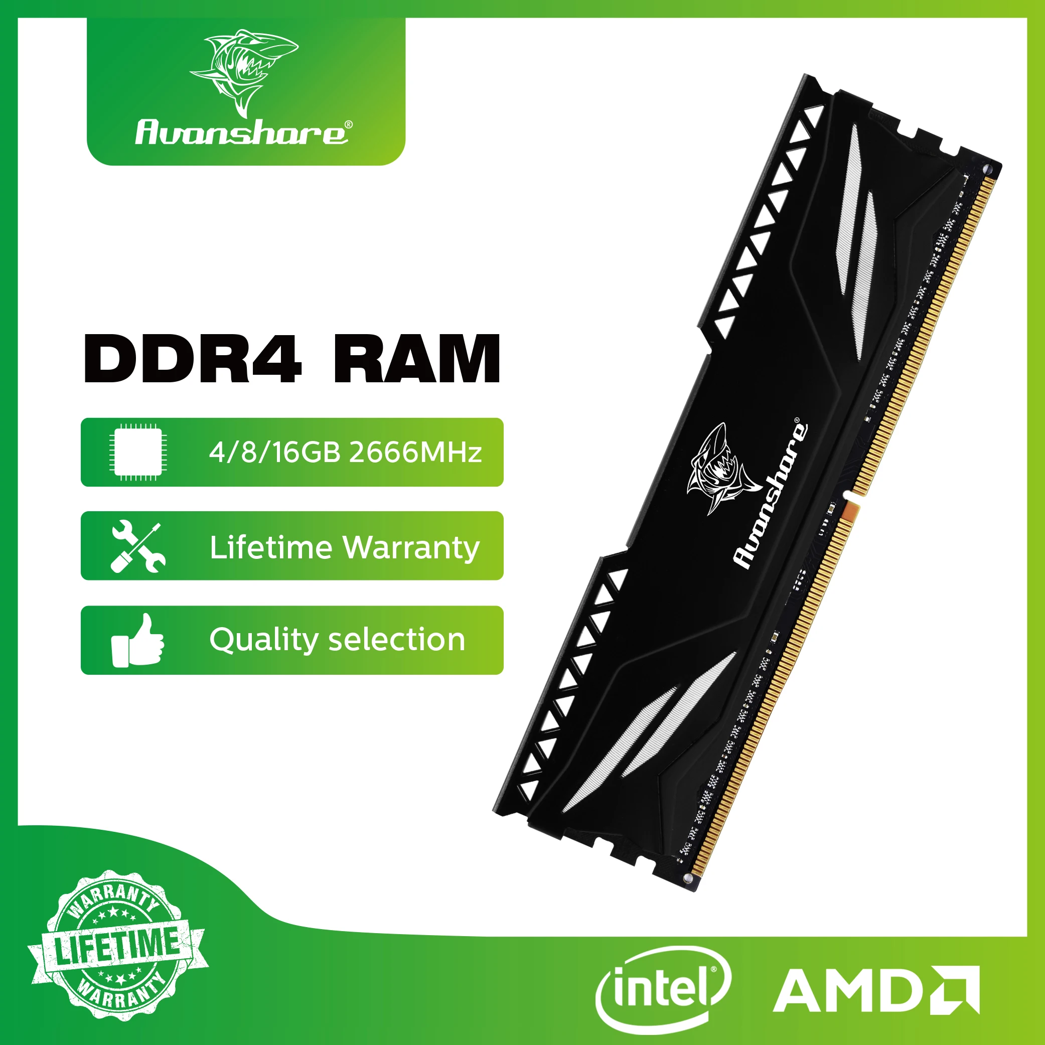 DDR4 Ram Bellek 4GB 8GB 16GB 32GB 2400MHz 2666MHz 3200MHz 288pin Ömür Boyu Garanti Yüksek Hızlı Masaüstü Intel AMD Tarafından Avanshare