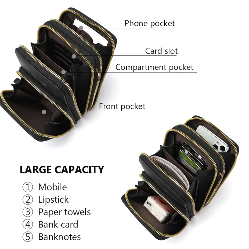 Dokunur Ekran RFID Engelleme Cep Telefonu Çanta Cep Telefonu Crossbody omuzdan askili çanta Kılıfı FU
