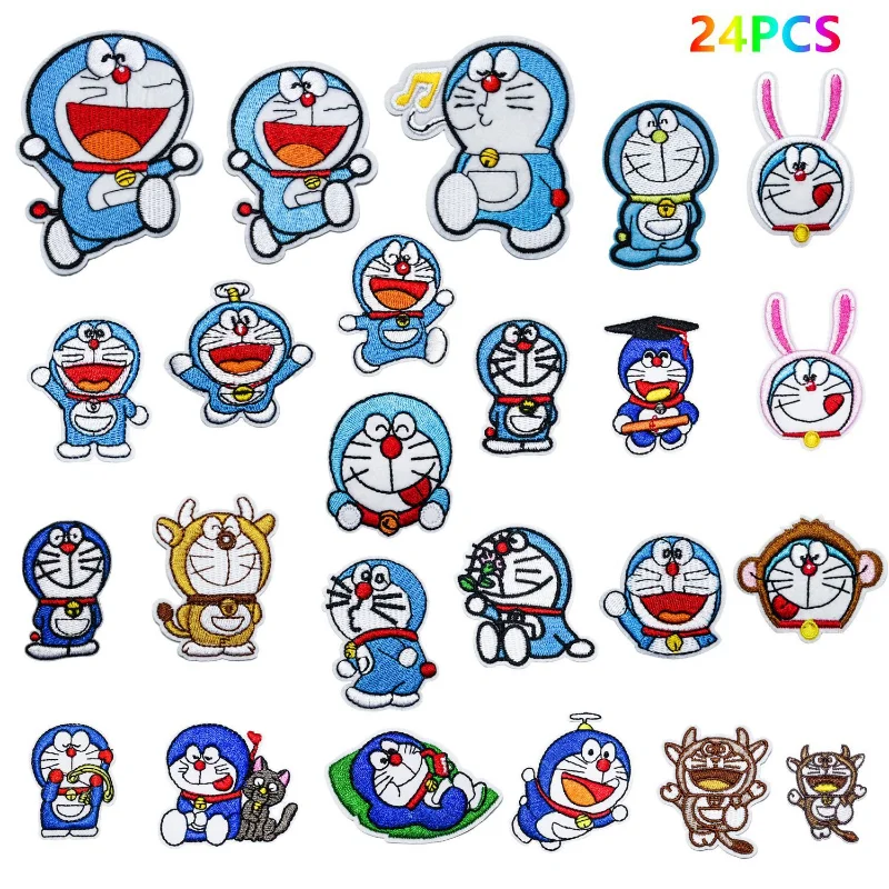 Doraemon Kawaii Nakış Yamaları Çocuk Giyim Demir on Yamalar Giyim Termal Yapışkan DIY Çanta Dikiş Aplike Dekor