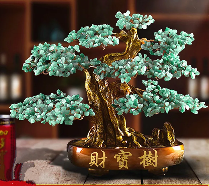 Doğal topaz sallamak para zengin olsun ağacı geomantic servet bonsai mobilya el yapımı oturma odası dekorasyon