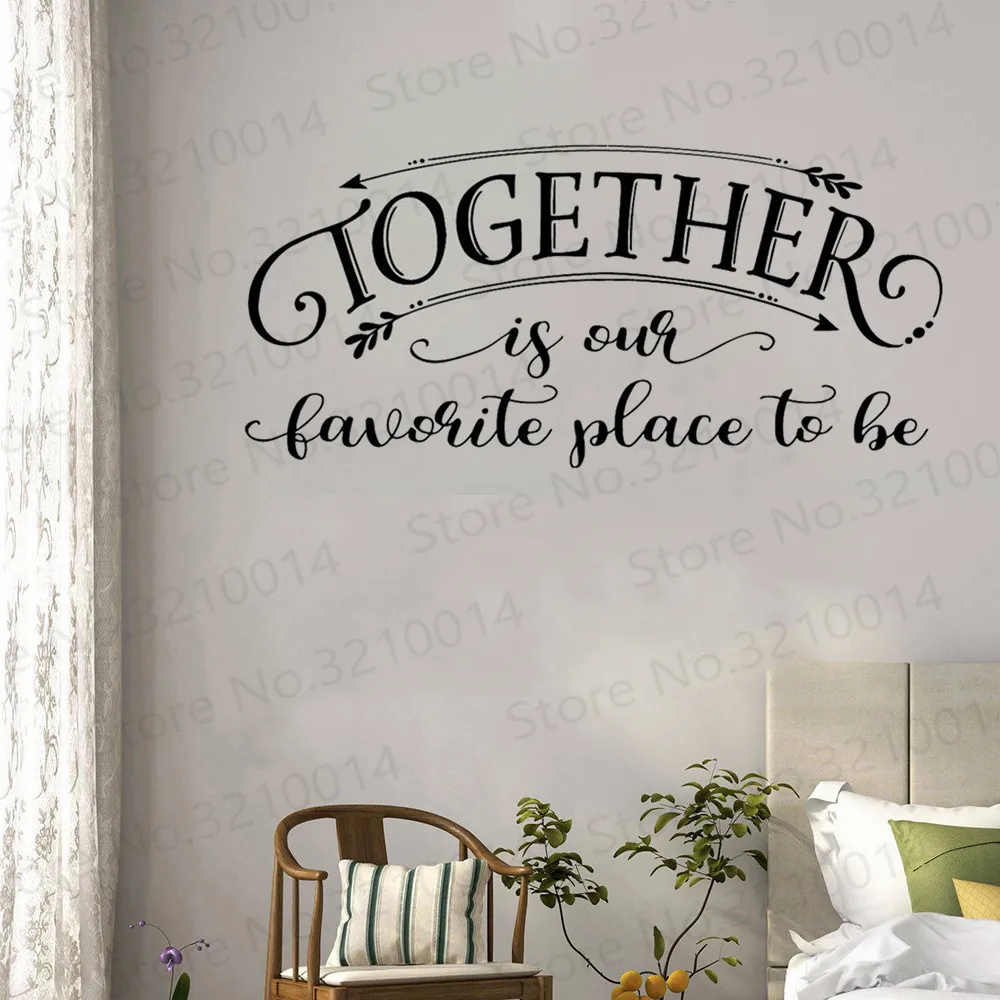 Duvar Çıkartması alıntı Birlikte olmak bizim favori yer Yatak Odası vinil Mutfak Duvar sticker Aile Alıntı Oturma Odası Dekor PW369