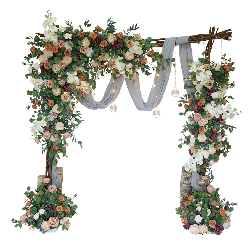 Düğün kemer dekorasyon üst yapay çiçek sıra düzenleme düğün arka plan duvar dekorasyon asılı köşe üçgen çiçek