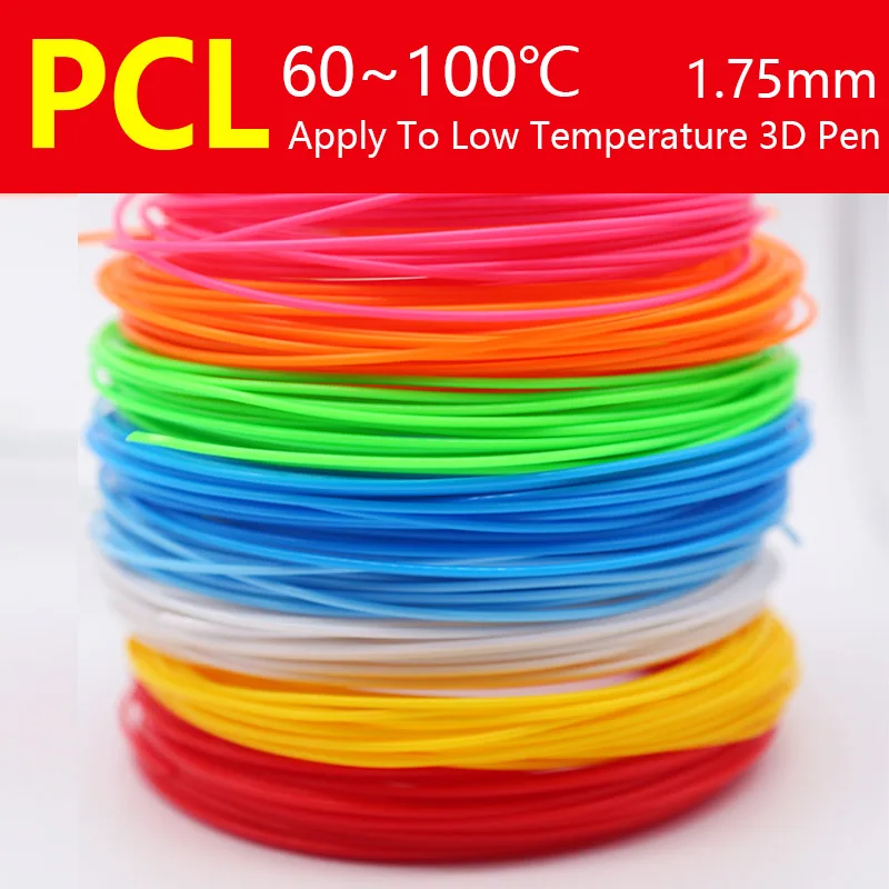 düşük sıcaklık 3d baskı kalemi 3D kalem plastik PCL filament 1.75 mm baskı 70-100 Santigrat güvenlik malzemeleri Geri Dönüşümlü malzemeler