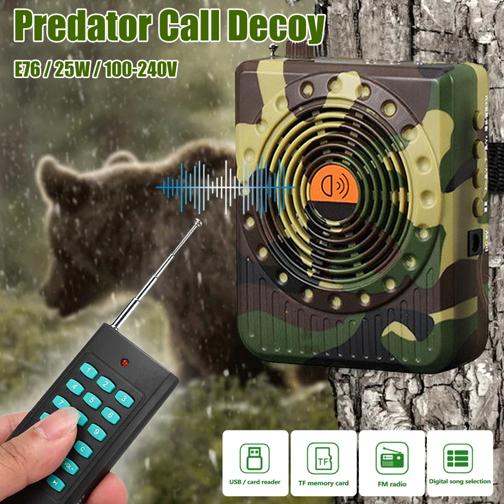 Elektronik Predator Yem Aramalar 2 Kanal Uzaktan Kumanda Predator Kuş Yem Hoparlör MP3 Çalar 8-10hrs Destekler TF / USB / AUX
