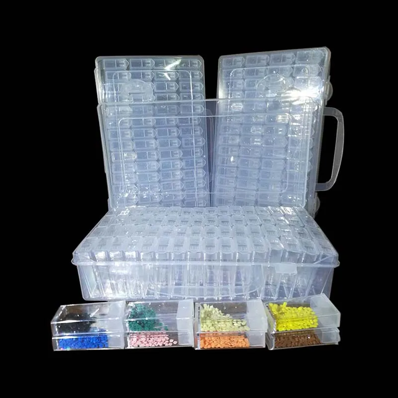 Elmas boyama Aksesuarları 64 ızgara konteyner kutusu DIY Diamant nakış mozaik araçları boncuk şeffaf plastik matkap depolama
