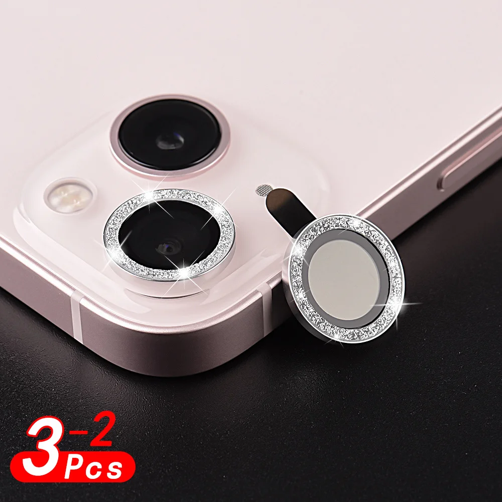 Elmas Glitter Kamera Lens Koruyucu İçin iPhone 13 12 11 Pro Max Mini Metal Halka Lens Cam iPhone 13 Pro Max Koruyucu