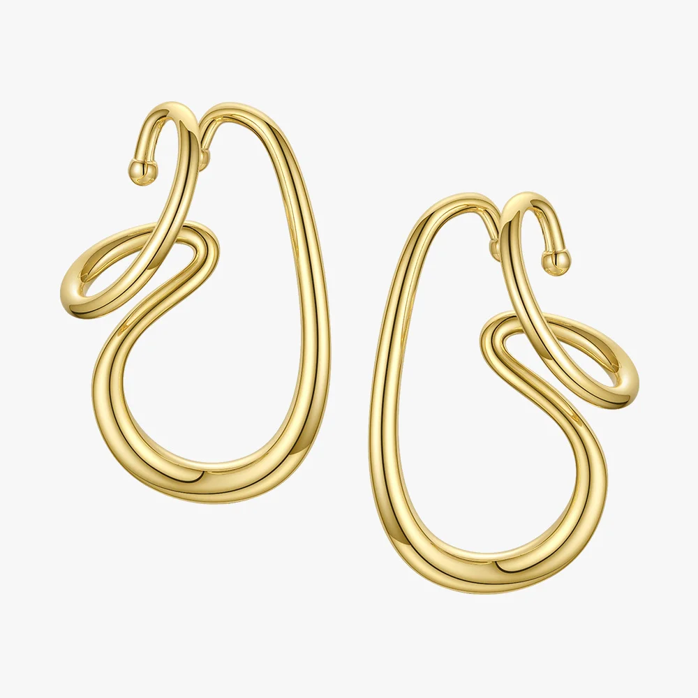 ENFASHION Düzensiz Çizgi Küpe Kadınlar İçin Altın Renk Hiçbir Piercing Kulak Manşet 2020 moda takı Arkadaşlar Hediyeler Kolczyki E1206