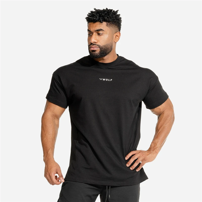 Erkek Spor Salonları T-shirt Spor Vücut Geliştirme İnce Pamuklu T-Shirt Erkekler Kısa Kollu Egzersiz Erkek Rahat O-Boyun Tees Tops Giyim