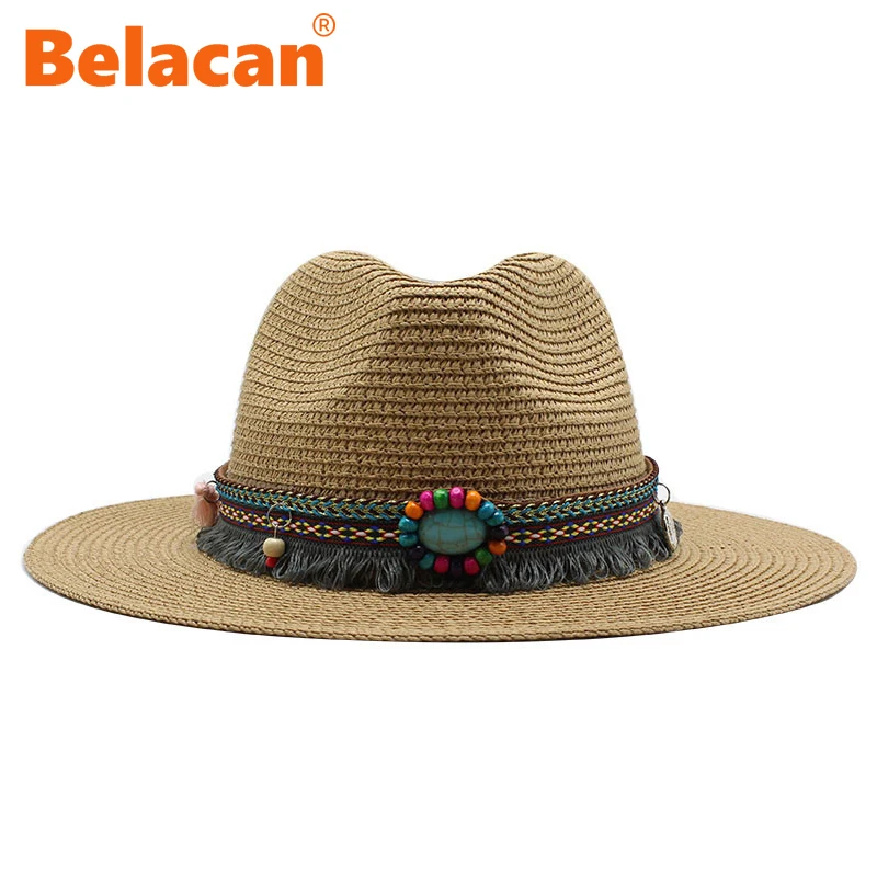 Erkekler Hasır fötr şapkalar Yaz Panama Caz Geniş Ağız Koruma güneşlikli kep Nefes Zarif Bayanlar Plaj Parti Düz Şapka Kadınlar İçin