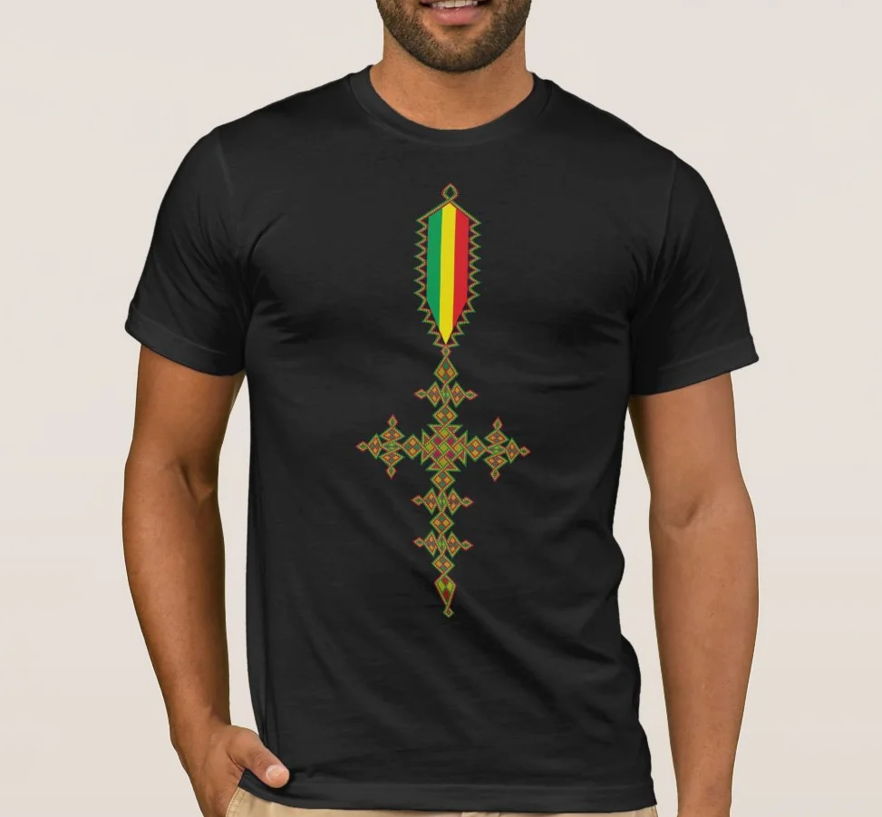 Etiyopya Bayrağı Geleneksel Tilf Çapraz Erkek Hediye T-Shirt. Yaz Pamuk Kısa Kollu O-Boyun Unisex T Shirt Yeni S-3XL