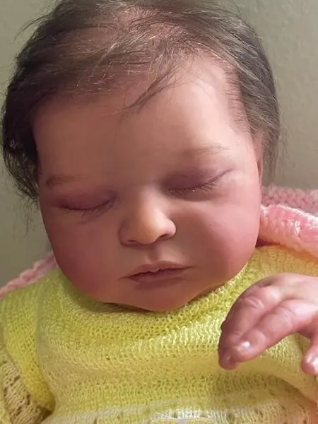 FBBD 50CM Zaten Bitmiş Bebek Yeniden Doğmuş Bebek Laura Siyah Saçlı El Köklü Sanatçı Tarafından Kan Damarı İle Sanat Bebek NOEL HEDİYESİ