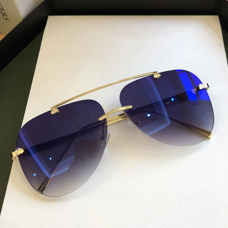 FEISHINI Marka Metal Çerçevesiz Güneş Gözlüğü Erkekler Ayna Moda 2023 Moda Pilot Bayan güneş gözlüğü UV Koruyucu Degrade Gözlük