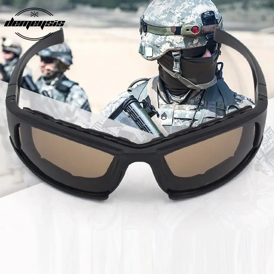 Fotokromik Güneş Gözlüğü Polarize Askeri Taktik Gözlük 4 Lens Airsoft Gözlük Çekim Gözlük Motosiklet Yürüyüş Gözlük