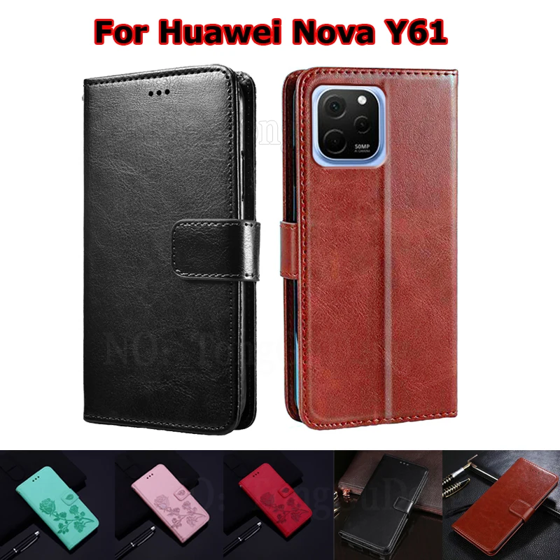 Funda Para Huawei nova Y61 EVE-LX9 EVE-LX9N EVE-LX3 Kılıf deri cüzdan Telefon Çapa Kapak Carcasa Huawei Enjoy 50z Mujer Etui