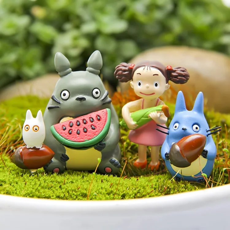 Ghibli Anime Totoro Almak gıda Meşe Palamudu Aksiyon Figürleri Masa Süsü Hayao Miyazaki Peri Bahçe Yosun Minyatür Oyuncaklar Ev Aksesuarı