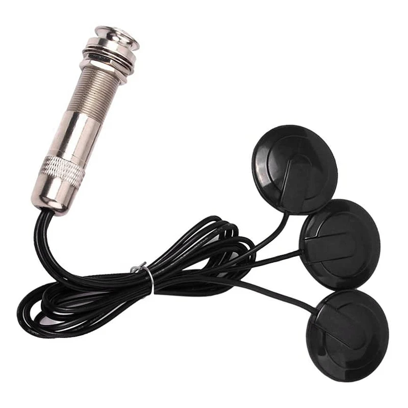 Gitar Pickup Piezo İletişim Mikrofon Pickup 3 Dönüştürücü Pikap Sistemi Akustik 6.35 mm Jack (Siyah)