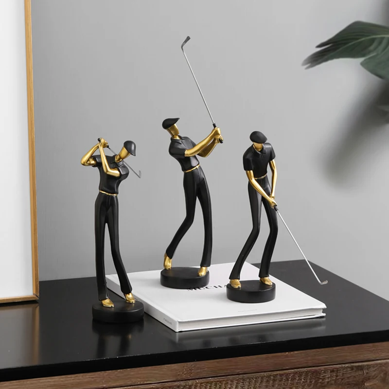 Golf İnsan Heykeli Reçine Sanat Yaratıcı Heykel Ofis Dekor Aksesuarları Modern Zanaat Dolabı Masa Figürleri Ev Dekorasyon