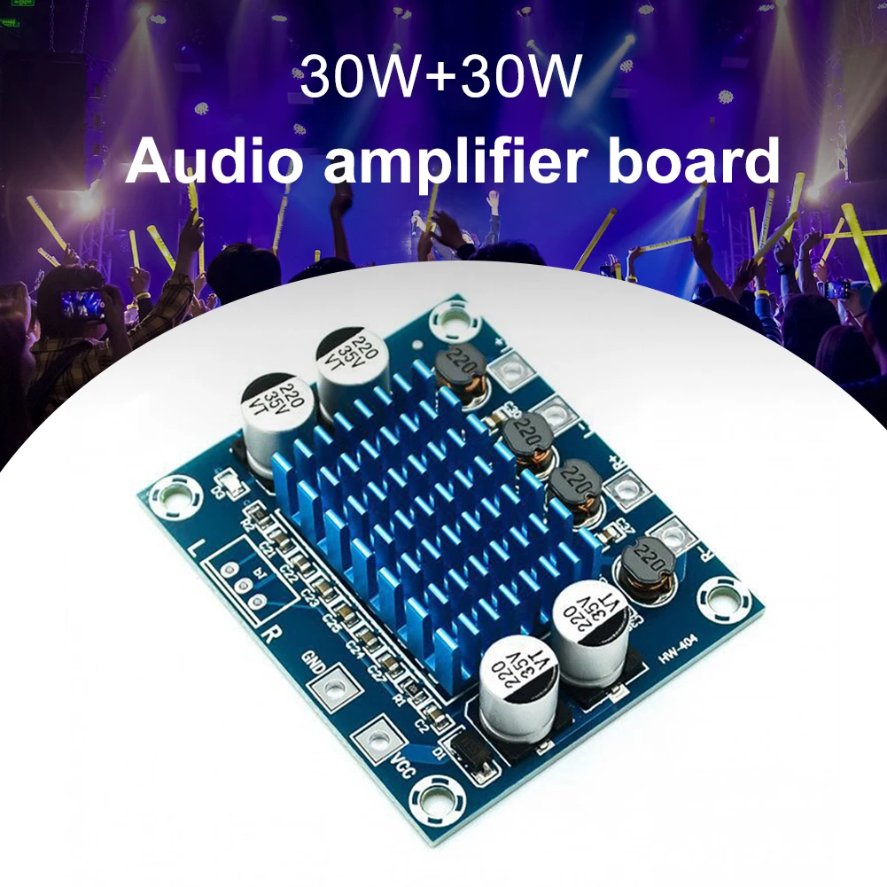 HD Ses güç amplifikatörü Kurulu Dc8-26v Dijital ses amplifikatörü Kurulu 30w + 30w Stereo 4-82 Çıkış Empedansı Aşırı Gerilim Koruması