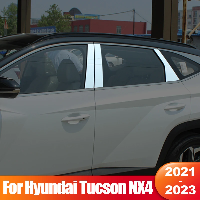 Hyundai Tucson için NX4 2021 2022 2023 Hibrid N Hattı Araba Pencere Pillar Mesajları Kapak Sütun Trim Şerit Sticker Dış Aksesuarlar