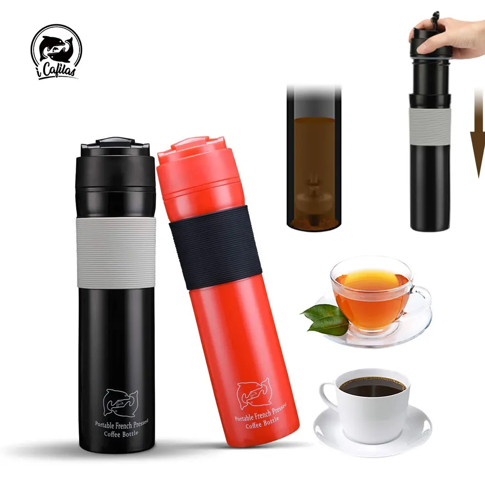 ıCafilas 350ML Kahve Çay Taşınabilir kahve demleyici kahve yapıcı kahve şişesi Yalıtımlı Seyahat Kupa El Basınçlı cezve Araba İçin