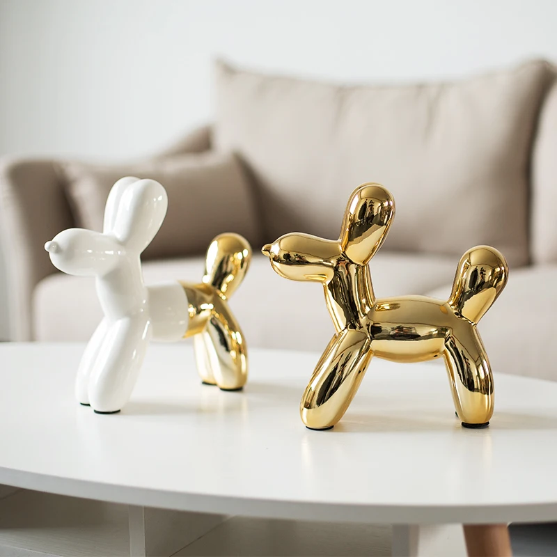 Iskandinav Seramik Hayvan Balon Köpek Figürleri Kumbara El Sanatları Yaratıcı Köpek Minyatür Süsler Ev Oturma Odası Dekor Çocuk Hediyeler
