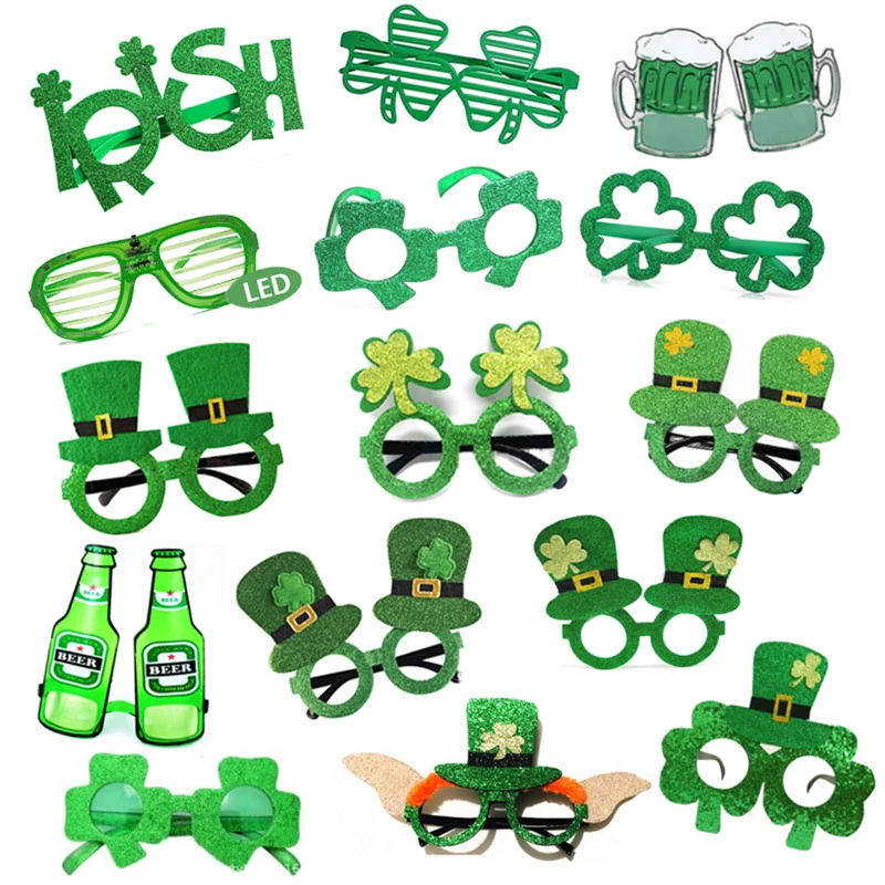 İrlandalı Günü parti gözlüğü Dekorasyon Kutlamak İçin Aziz Patrick Günü Yeşil Şanslı Çim Parti Rozeti Mutlu Aziz Patrick Partisi Hediye