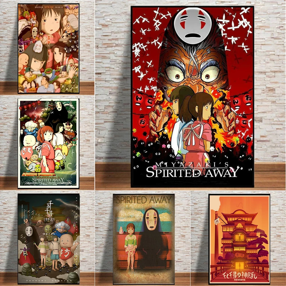 Japon animesi Ruhların Kaçışı Tuval Boyama Duvar Sanatı Oturma Odası İçin Bir Yolculuk Chihiro Posterler Ve Baskılar Ev Dekor İçin