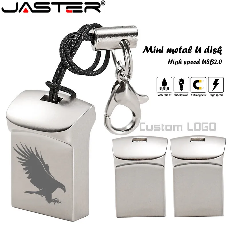 JASTER Mini Metal USB bellek Sürücüler 64GB Su Geçirmez Kalem Sürücü 32GB 16GB 8GB Ücretsiz Özel Logo USB Sopa Yaratıcı Hediye Memory stick