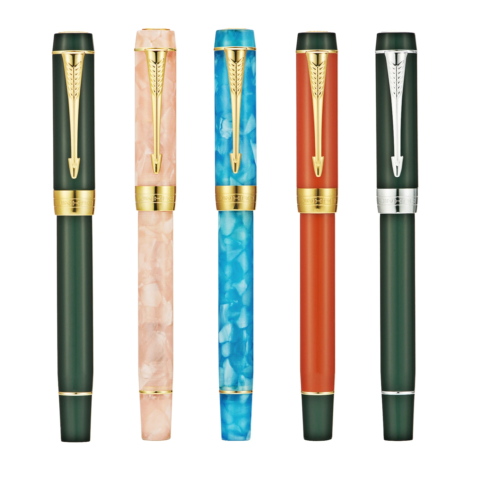 Jinhao 100 Mini dolma kalem Centennial Reçine Ok Klip İridyum EF / F / M Ucu Dönüştürücü İş Ofis Yazma Hediye Mürekkep Kalem