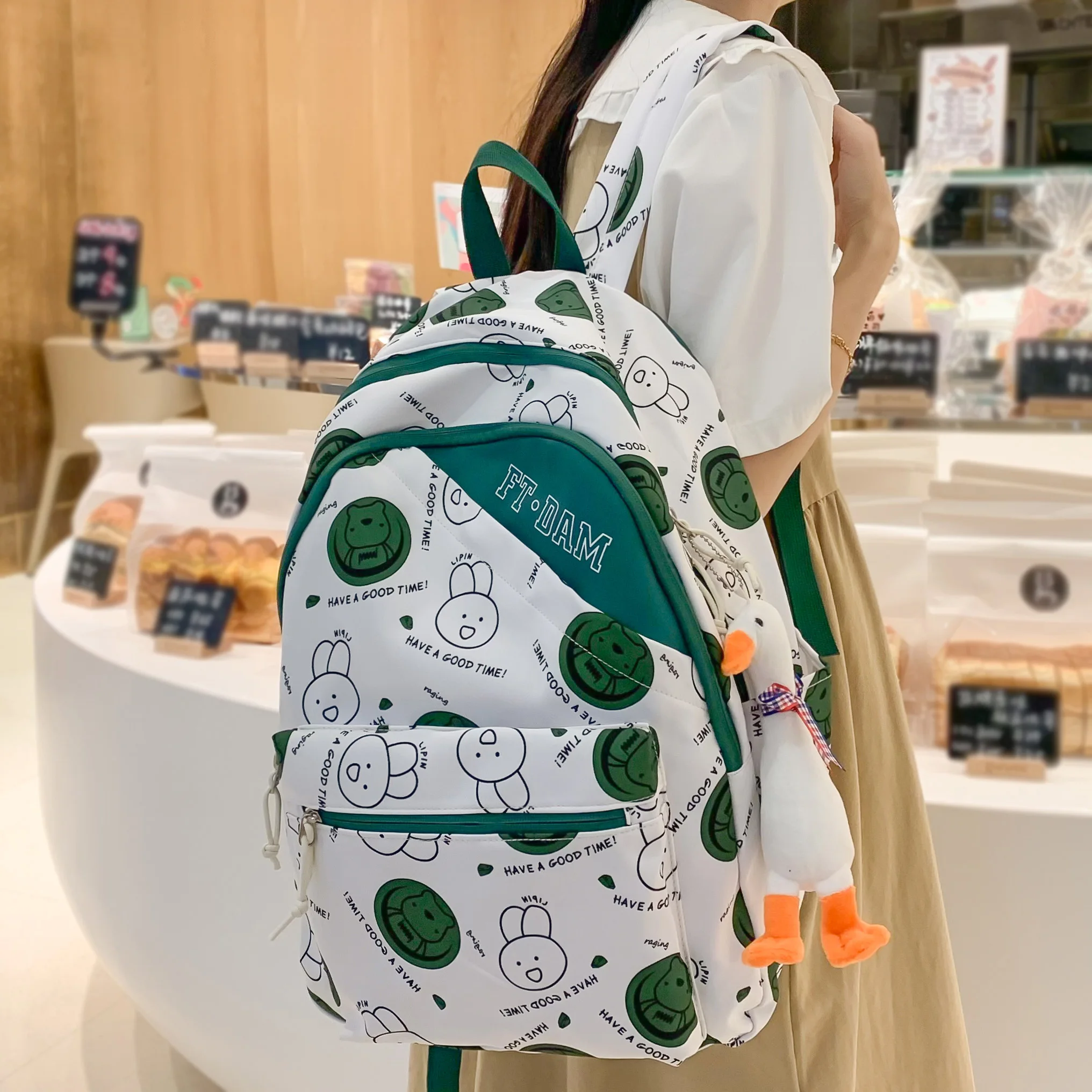 Kadın Harajuku Moda Kitap Çantası Bayanlar Karikatür Baskı Kolej Moda Kawaii Kız dizüstü bilgisayar seyahat Sırt Çantası Kadın Eğlence okul çantası