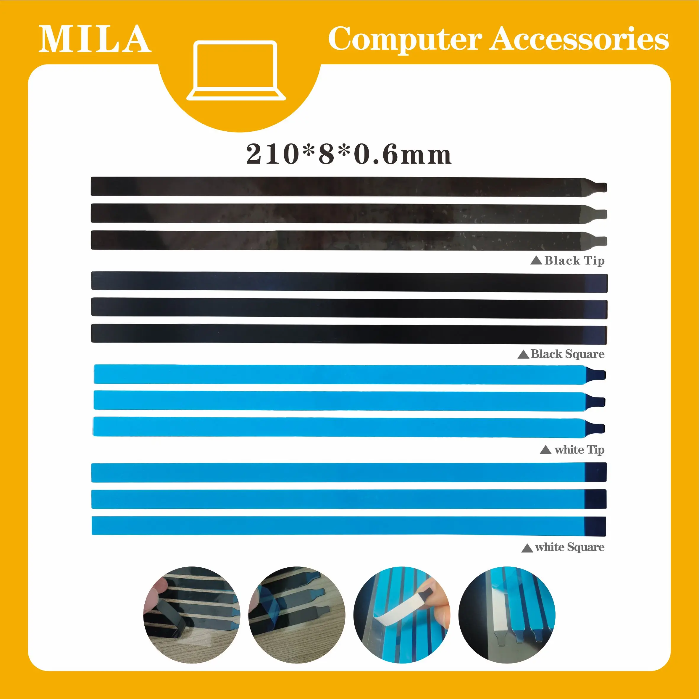 Kolay çekme yapıştırıcı/çift taraflı yapışkan siyah / beyaz dizüstü LCD ekran 210mm