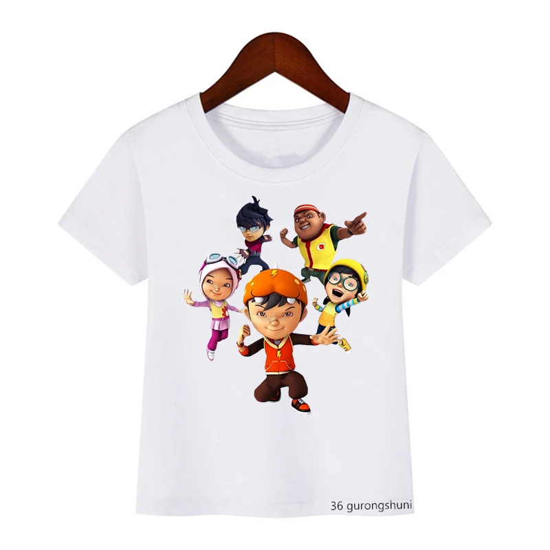 Komik Çocuk Tişörtleri Karikatür Boboiboy Arkadaşlar Baskı Çocuk Giysileri Yaz Kısa Kollu Genç T Shirt Sevimli Erkek Tişörtleri Tops Toptan