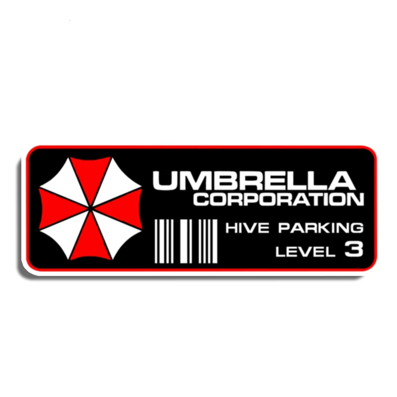 Komik Çıkartması Şemsiye Şirketi Kovanı Park Seviyesi 3 Araba Sticker Motosiklet Oto Dekorasyon PVC,13cm * 4cm