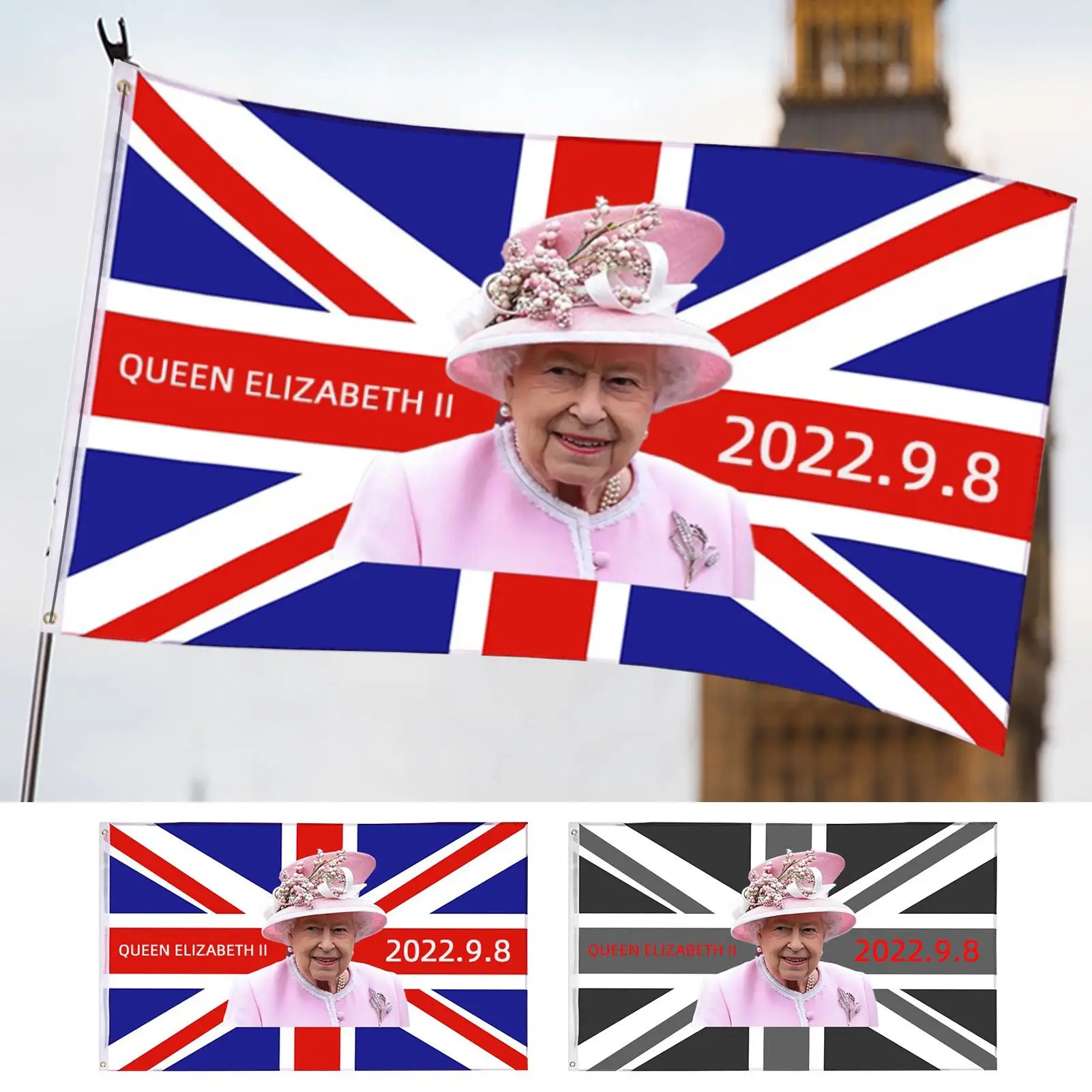 Kraliçe Elizabeth Anıt Bayrağı 3x5Ft İngiliz Union Jack Bayrağı Sahip Majesteleri 2022 Jubilee Dekorasyon Kraliçe Anıt Tedarikçisi