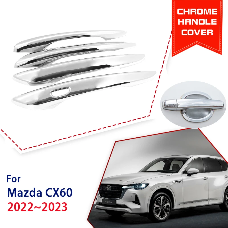 Krom Kapı kulp kılıfı Mazda için Fit CX60 CX 60 CX-60 KH 2022 2023 Araba Koruyucu Aksesuarları Süslemeleri Çıkartmalar Trim 2015 2018