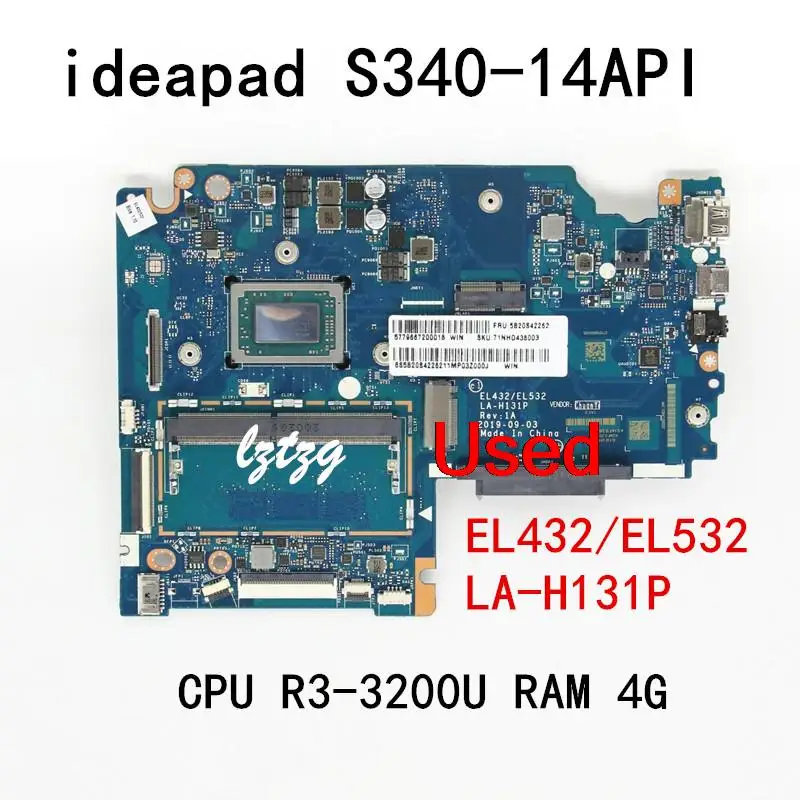 Kullanılan Lenovo ıdeapad S340-14API Laptop Anakart LA - 131P İle R3 R5 R7 CPU RAM 4G FRU 5B20S42262 5B20S42266 5B20S42270