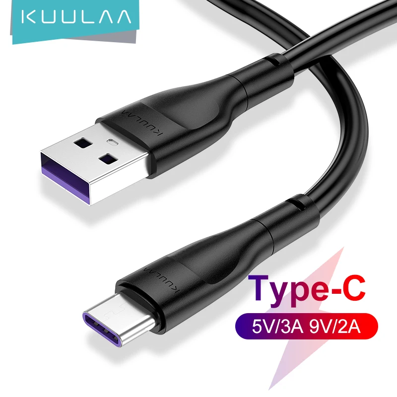KUULAA USB Tipi C Kablosu için Xiaomi POCO x3 Samsung S20 S10 Huawei P30 3A Hızlı Şarj USB C Kablosu USB-C Data Sync Şarj Kablosu