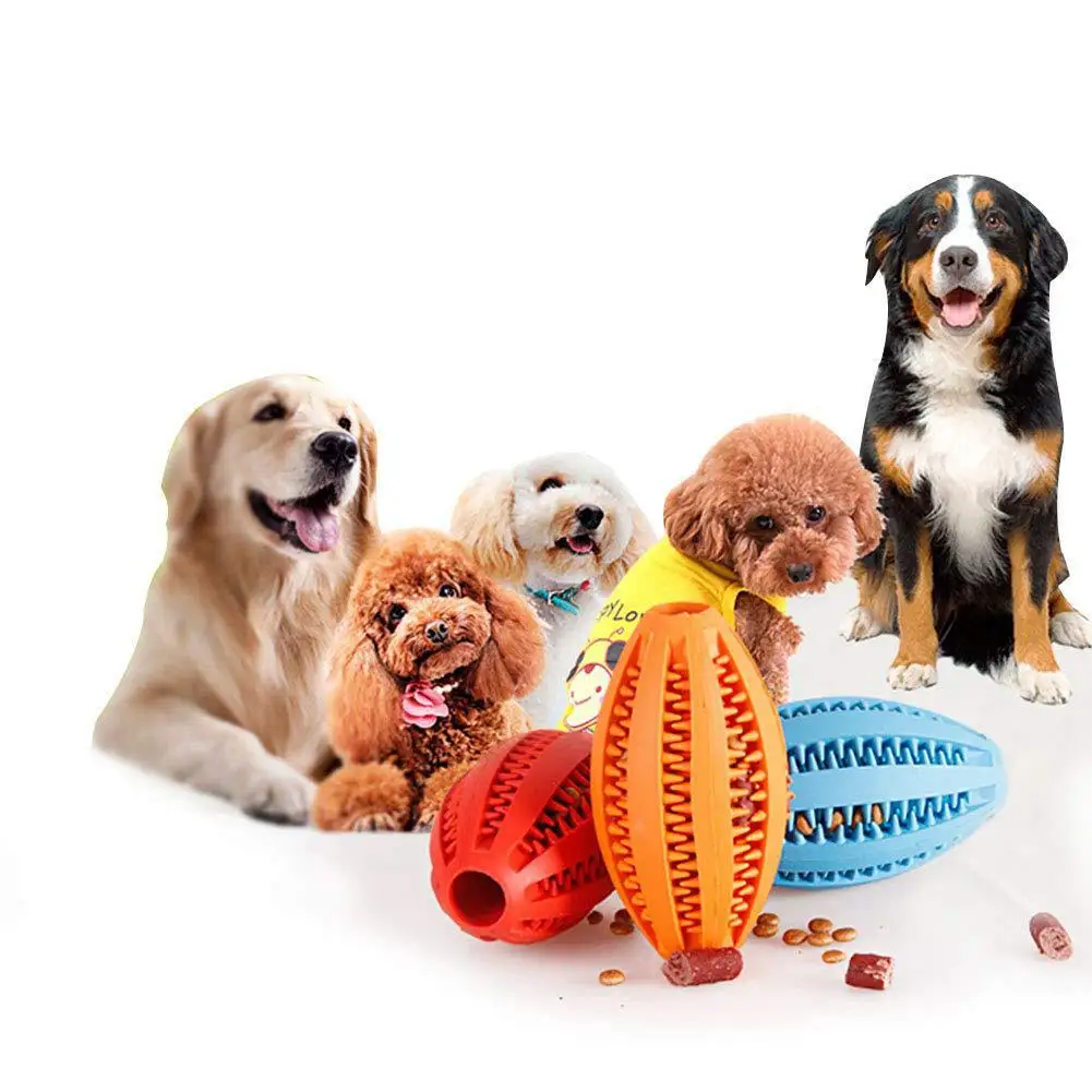 Köpek Oyuncak Kauçuk Sızıntı Gıda Topu Oval şekil Komik İnteraktif Pet Köpekler Diş Temizleme Topları Bite Dayanıklı Çiğnemek Oyuncaklar 9cm / 11.5 cm